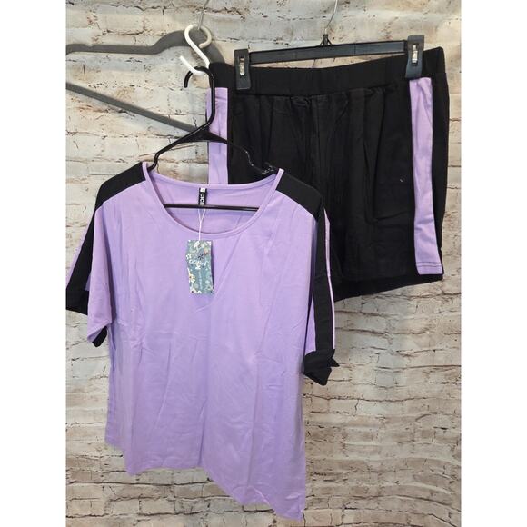 CiciBird Lavender Purple Short Sleeve Shorts Womens Lounge Set Size Large - Picture 1 of 3